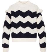 Tommy Hilfiger Bluse - Strik - Wavy Stripe - Ivory Petal Stripe