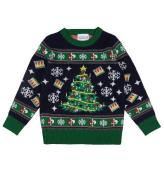 Jule-Sweaters Bluse - Christmas Tree - Strik - Navy/GrÃ¸n