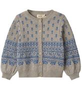 Wheat Cardigan - Strik - Jacquard - Vikki - Warm Grey Melange