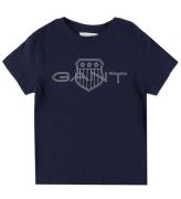 GANT T-shirt - Relaxed Contrast Shield - Evening Blue