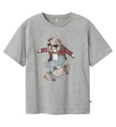 Name It T-shirt - NkmTeaske - Grey Melange m. Print