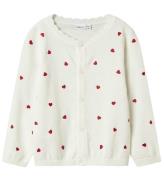 Name It Cardigan - NmfFisilly - Strik - Cloud Dancer m. Hjerter