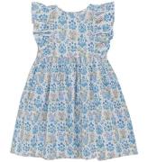 Huttelihut Kjole - Soft Chambray m. Blomster