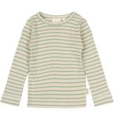 Petit Piao Bluse - Rib - Modal - Granite Green/Dark Off White