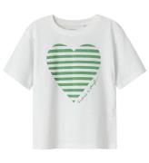 Name it T-shirt - NkffEsko - Bright White/BRIGHT GREEN HEART