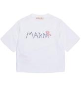 Marni T-shirt - Cropped - Hvid m. Broderi