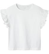 Name It T-shirt - NkfHrejaline - Lucent White m. Broderi Anglais