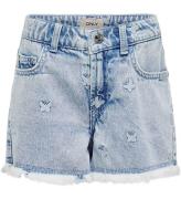 Kids Only Shorts - KogRobyn - Lyseblå Denim/Sommerfugl